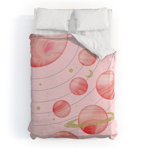Emanuela Carratoni The Pink Solar System Duvet Cover
