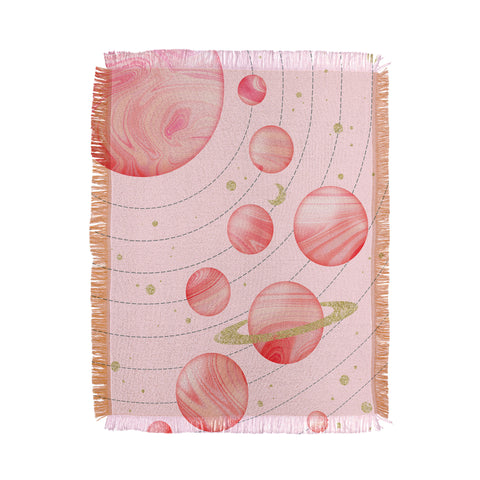 Emanuela Carratoni The Pink Solar System Throw Blanket