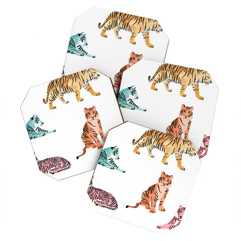 Emanuela Carratoni Tiger Art Theme Coaster Set