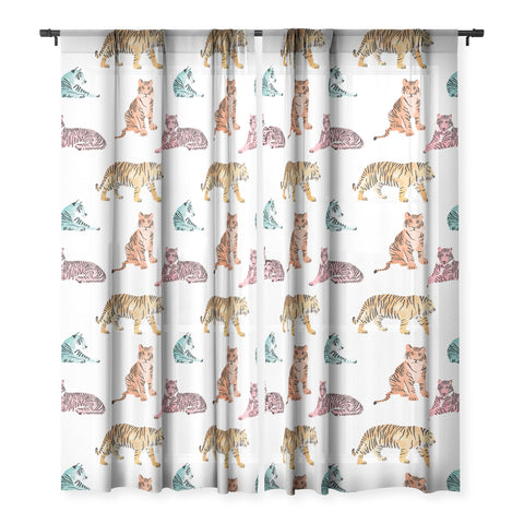 Emanuela Carratoni Tiger Art Theme Sheer Window Curtain