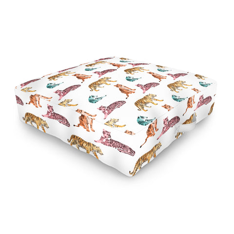 Emanuela Carratoni Tiger Art Theme Outdoor Floor Cushion