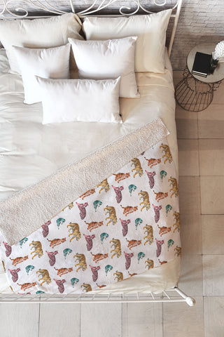 Emanuela Carratoni Tiger Art Theme Fleece Throw Blanket
