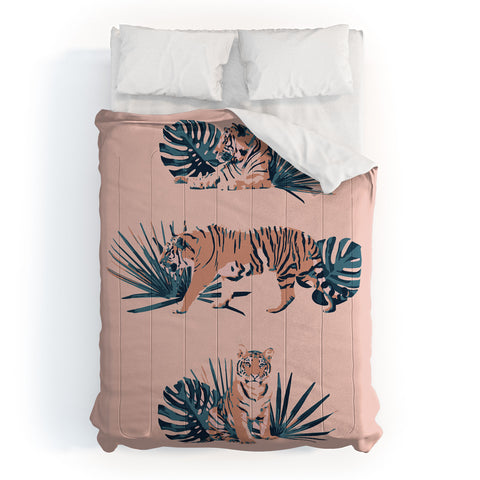 Emanuela Carratoni Tigers on Pink Comforter
