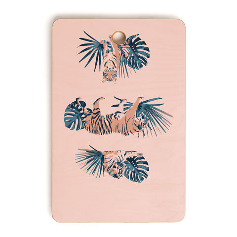 Emanuela Carratoni Tigers on Pink Cutting Board Rectangle