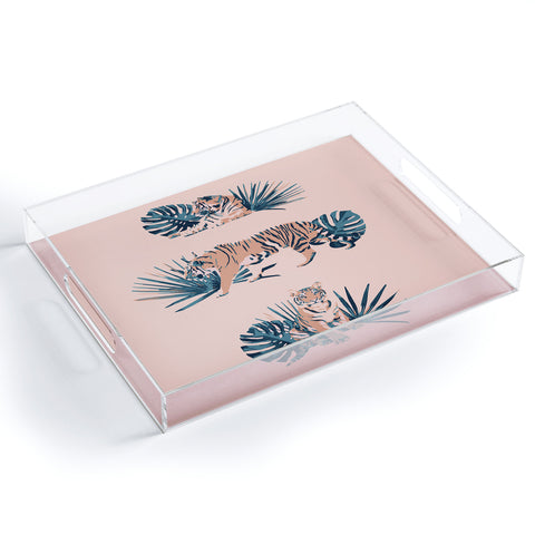 Emanuela Carratoni Tigers on Pink Acrylic Tray