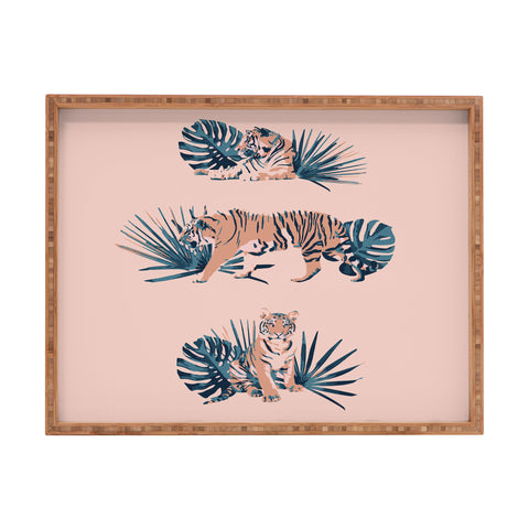 Emanuela Carratoni Tigers on Pink Rectangular Tray