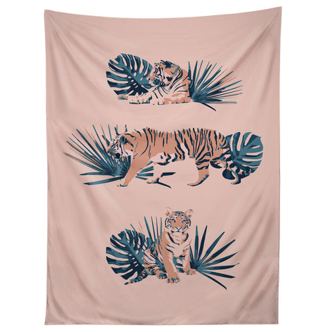 Emanuela Carratoni Tigers on Pink Tapestry