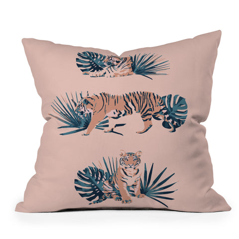 Emanuela Carratoni Tigers on Pink Throw Pillow