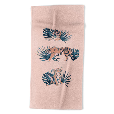 Emanuela Carratoni Tigers on Pink Beach Towel