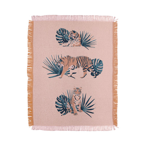 Emanuela Carratoni Tigers on Pink Throw Blanket