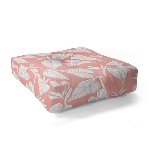 Emanuela Carratoni Tropical Leaves on Pink Floor Pillow Square