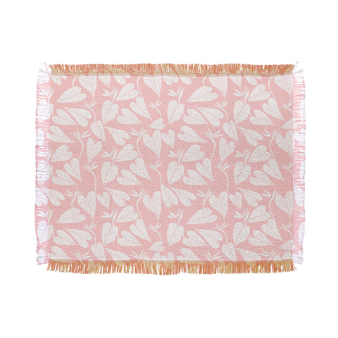 Emanuela Carratoni Tropical Leaves on Pink Throw Blanket