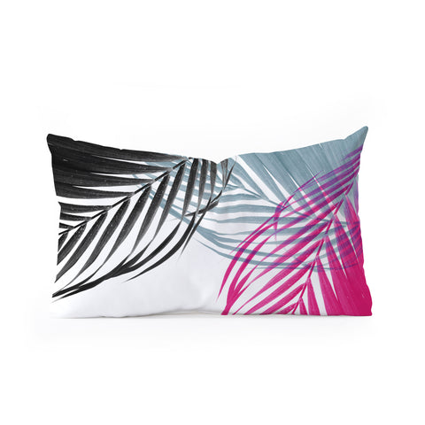 Emanuela Carratoni Trychromy Palms Oblong Throw Pillow