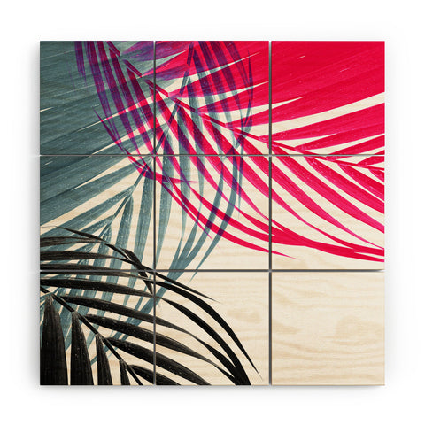 Emanuela Carratoni Trychromy Palms Wood Wall Mural