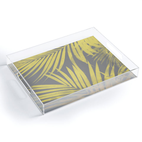 Emanuela Carratoni Ultimate Gray and Yellow Palms Acrylic Tray