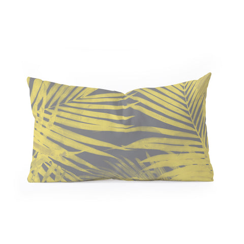 Emanuela Carratoni Ultimate Gray and Yellow Palms Oblong Throw Pillow