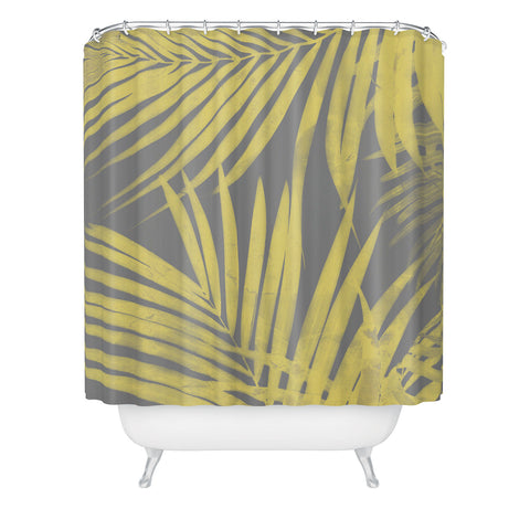 Emanuela Carratoni Ultimate Gray and Yellow Palms Shower Curtain