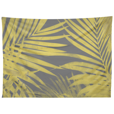 Emanuela Carratoni Ultimate Gray and Yellow Palms Tapestry