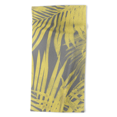 Emanuela Carratoni Ultimate Gray and Yellow Palms Beach Towel