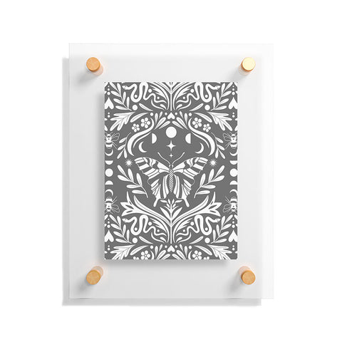 Emanuela Carratoni Ultimate Gray Damask Floating Acrylic Print