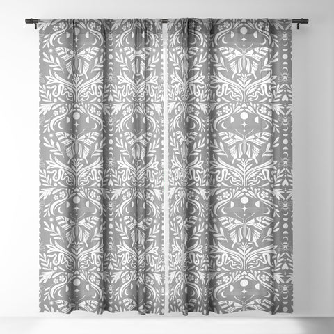 Emanuela Carratoni Ultimate Gray Damask Sheer Window Curtain