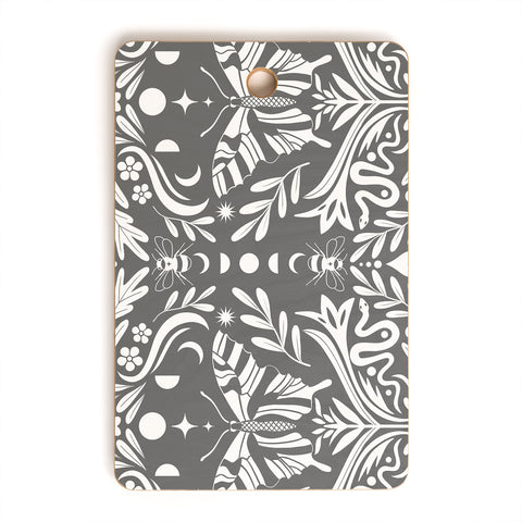 Emanuela Carratoni Ultimate Gray Damask Cutting Board Rectangle