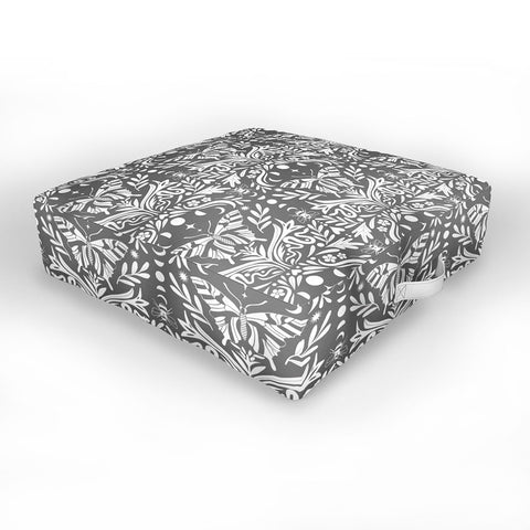 Emanuela Carratoni Ultimate Gray Damask Outdoor Floor Cushion