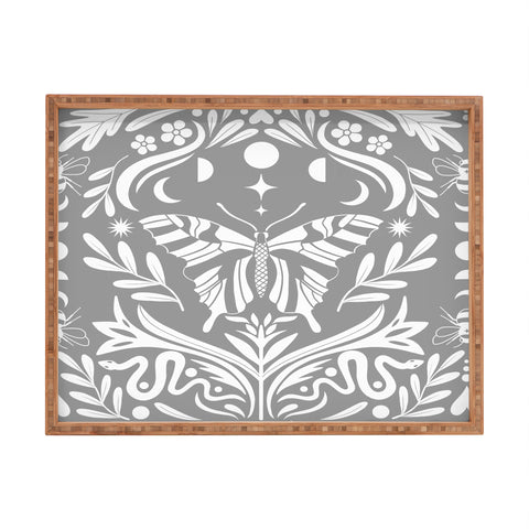 Emanuela Carratoni Ultimate Gray Damask Rectangular Tray