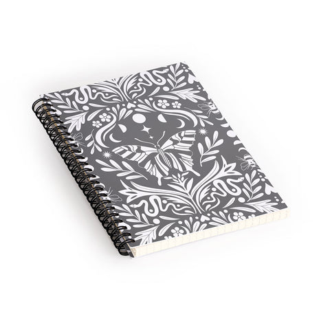 Emanuela Carratoni Ultimate Gray Damask Spiral Notebook