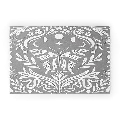 Emanuela Carratoni Ultimate Gray Damask Welcome Mat