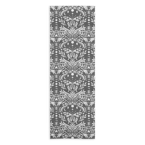 Emanuela Carratoni Ultimate Gray Damask Yoga Towel