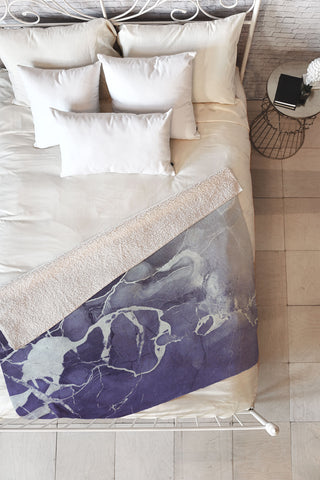 Emanuela Carratoni Ultramarine Marble Fleece Throw Blanket