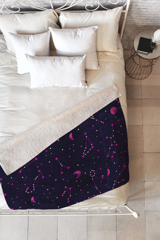 Emanuela Carratoni Ultraviolet Zodiac Fleece Throw Blanket