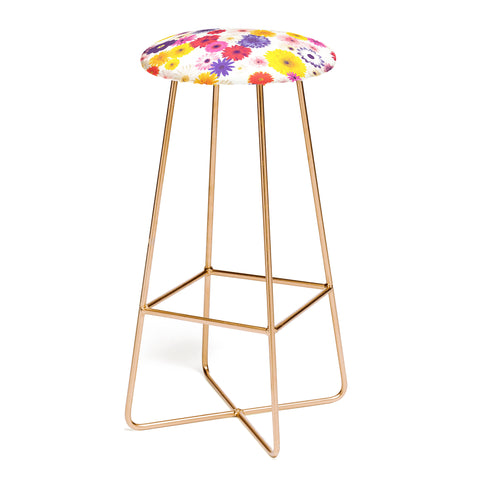 Emanuela Carratoni Very Peri Colorful Flowers Bar Stool