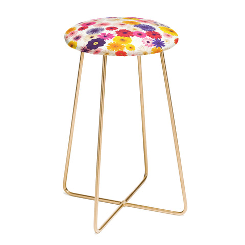 Emanuela Carratoni Very Peri Colorful Flowers Counter Stool