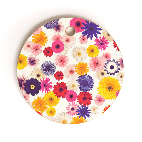 Emanuela Carratoni Very Peri Colorful Flowers Cutting Board Round