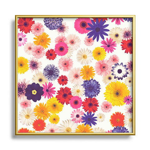 Emanuela Carratoni Very Peri Colorful Flowers Metal Square Framed Art Print