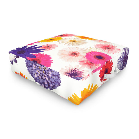 Emanuela Carratoni Very Peri Colorful Flowers Outdoor Floor Cushion