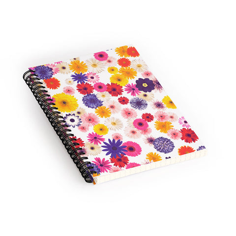 Emanuela Carratoni Very Peri Colorful Flowers Spiral Notebook