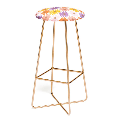 Emanuela Carratoni Very Peri Daisy Pattern Bar Stool