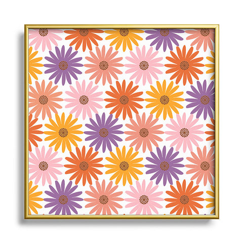 Emanuela Carratoni Very Peri Daisy Pattern Metal Square Framed Art Print