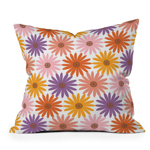 Emanuela Carratoni Very Peri Daisy Pattern Throw Pillow