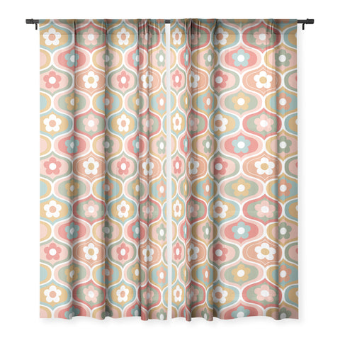Emanuela Carratoni Vintage Floral Geometry Sheer Window Curtain