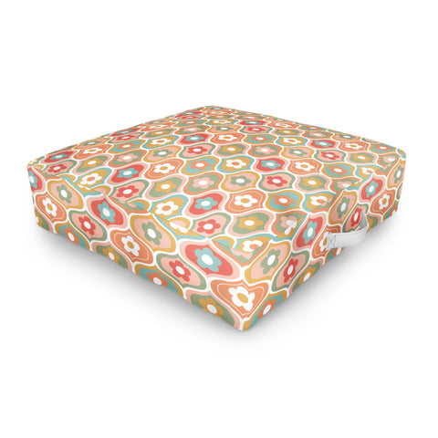Emanuela Carratoni Vintage Floral Geometry Outdoor Floor Cushion
