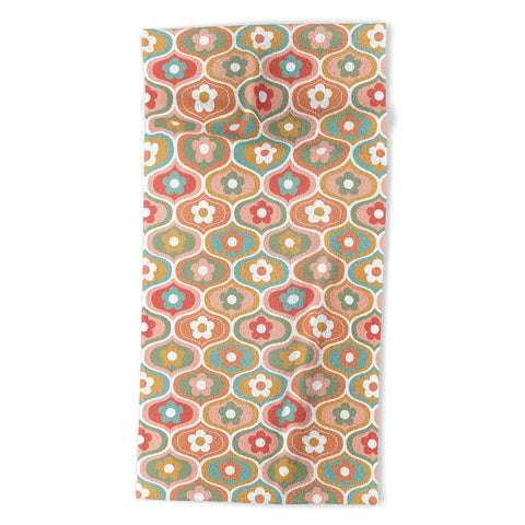 Emanuela Carratoni Vintage Floral Geometry Beach Towel