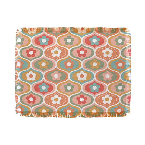 Emanuela Carratoni Vintage Floral Geometry Throw Blanket
