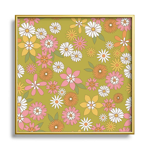 Emanuela Carratoni Vintage Floral World Metal Square Framed Art Print