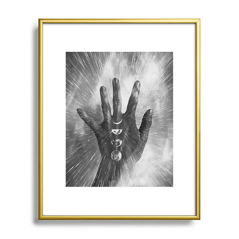 Emanuela Carratoni Vintage Moon on Black Hand Metal Framed Art Print