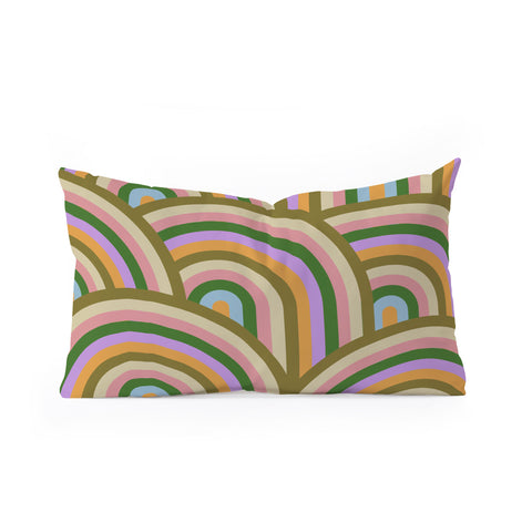 Emanuela Carratoni Vintage Summer Rainbows Oblong Throw Pillow