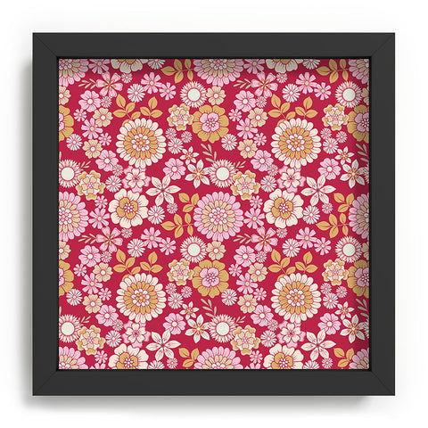 Emanuela Carratoni Viva Magenta Floral Theme Recessed Framing Square